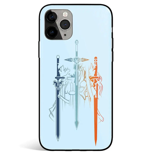 Sword Art Online Kirito and Asuna Tempered Glass Soft Silicone iPhone Case-Phone Case-Monkey Ninja-iPhone 17-Glass Case-Monkey Ninja