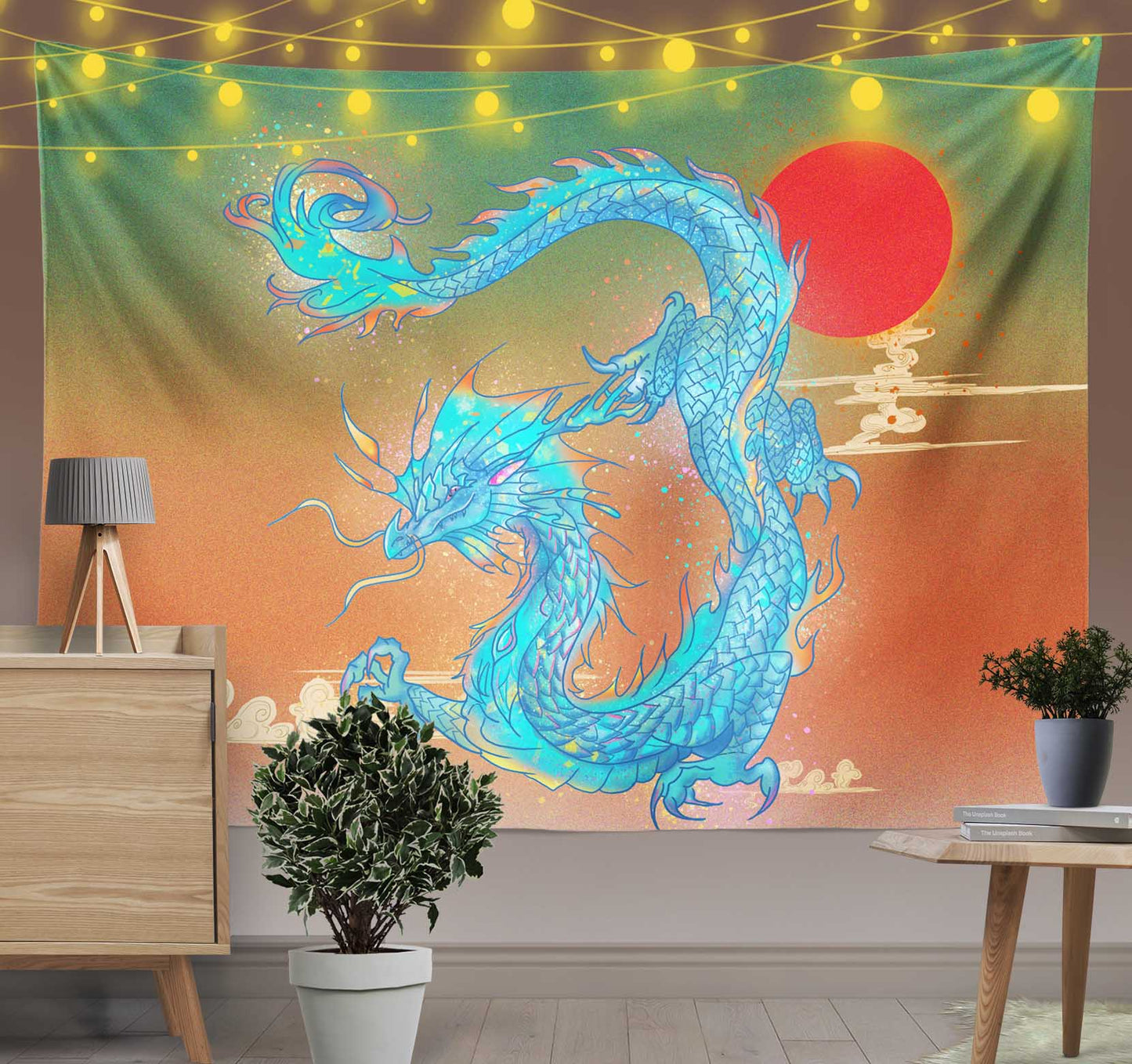 Japanese Ukiyoe Style Dragon Tapestry