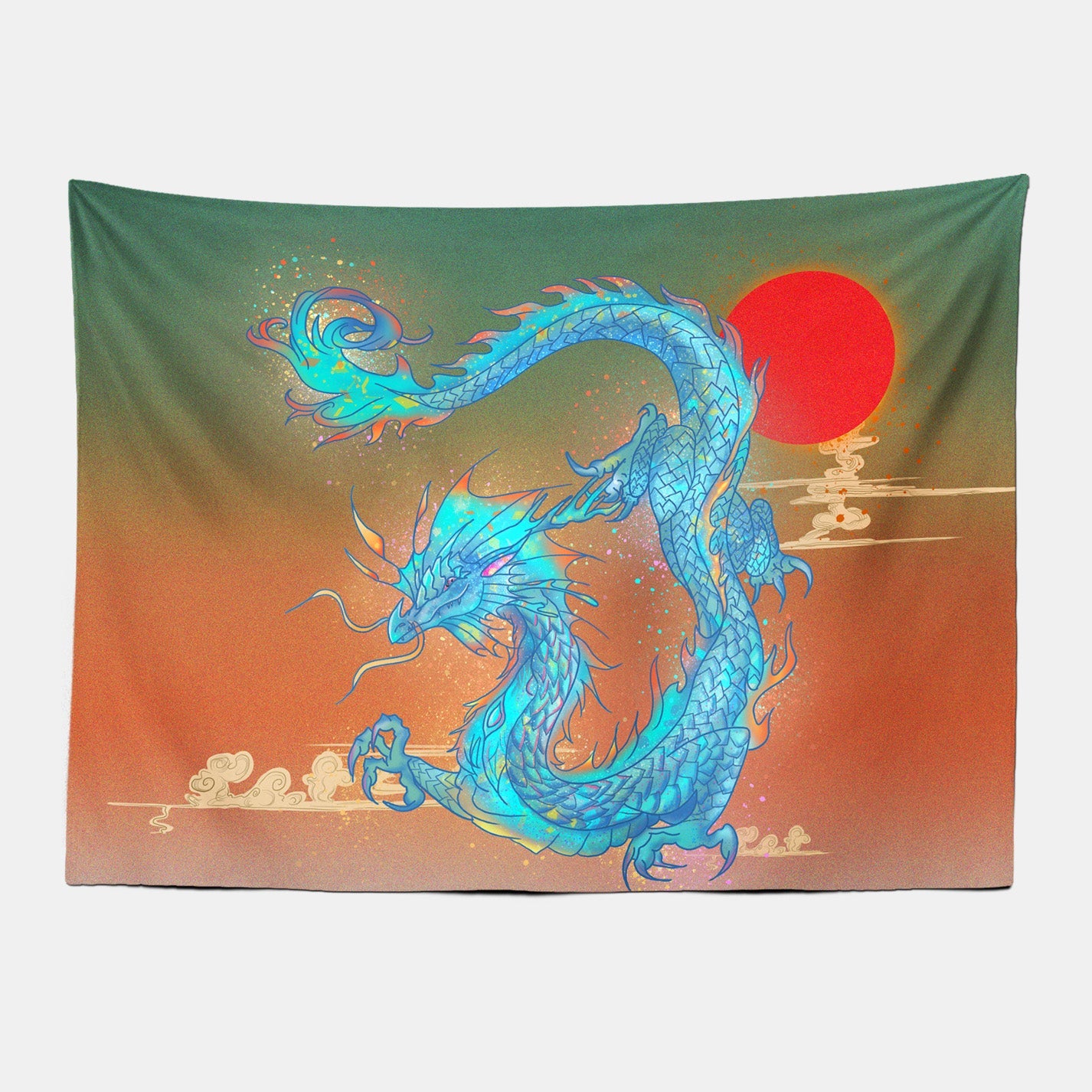 Japanese Ukiyoe Style Dragon Tapestry