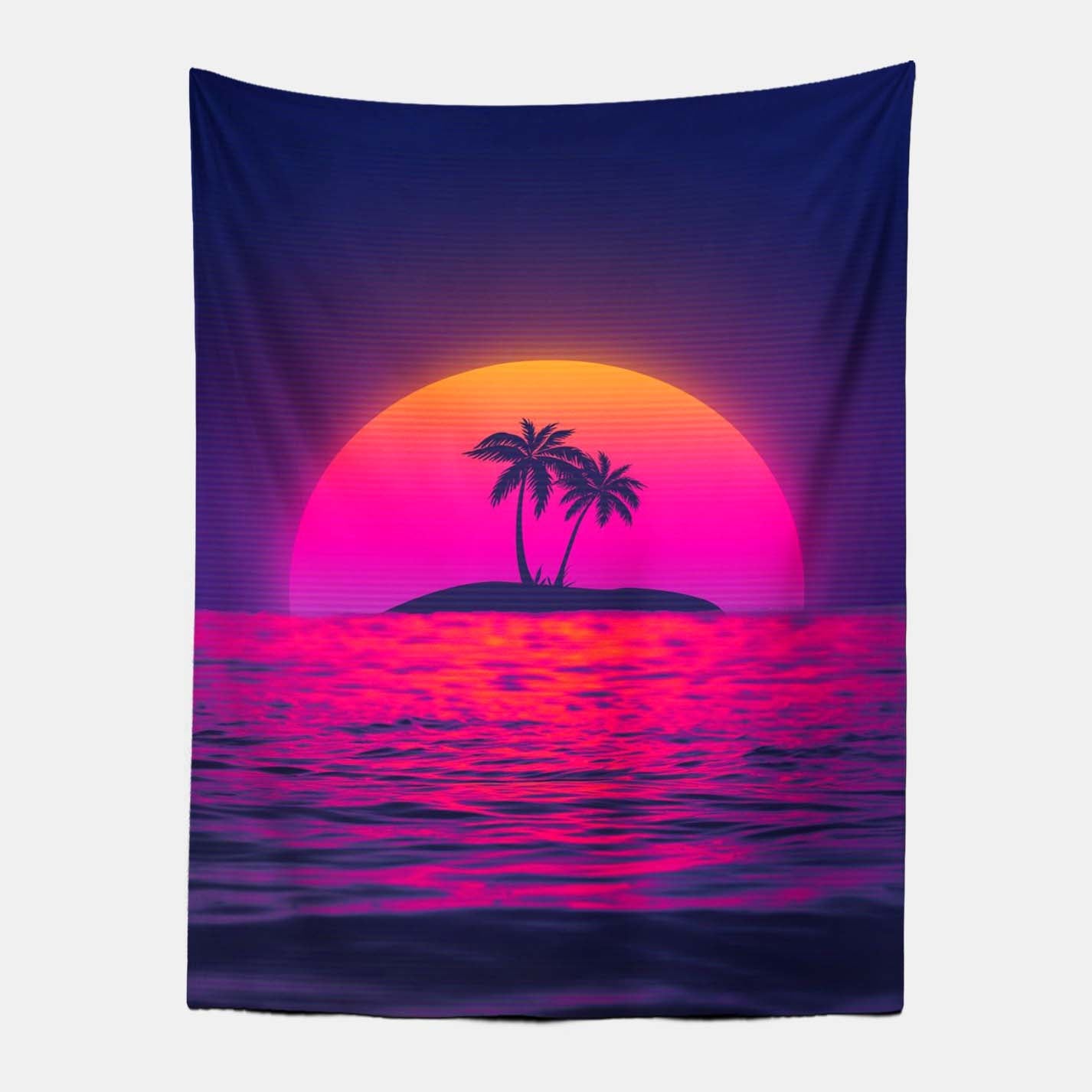 Island Beach Sunset Tapestry