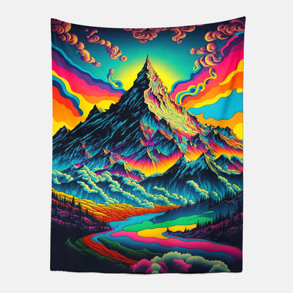 Psychedelic Mountain Valley Tapestry-Taspetry-Wallarts Lab-100cm * 150cm-Monkey Ninja