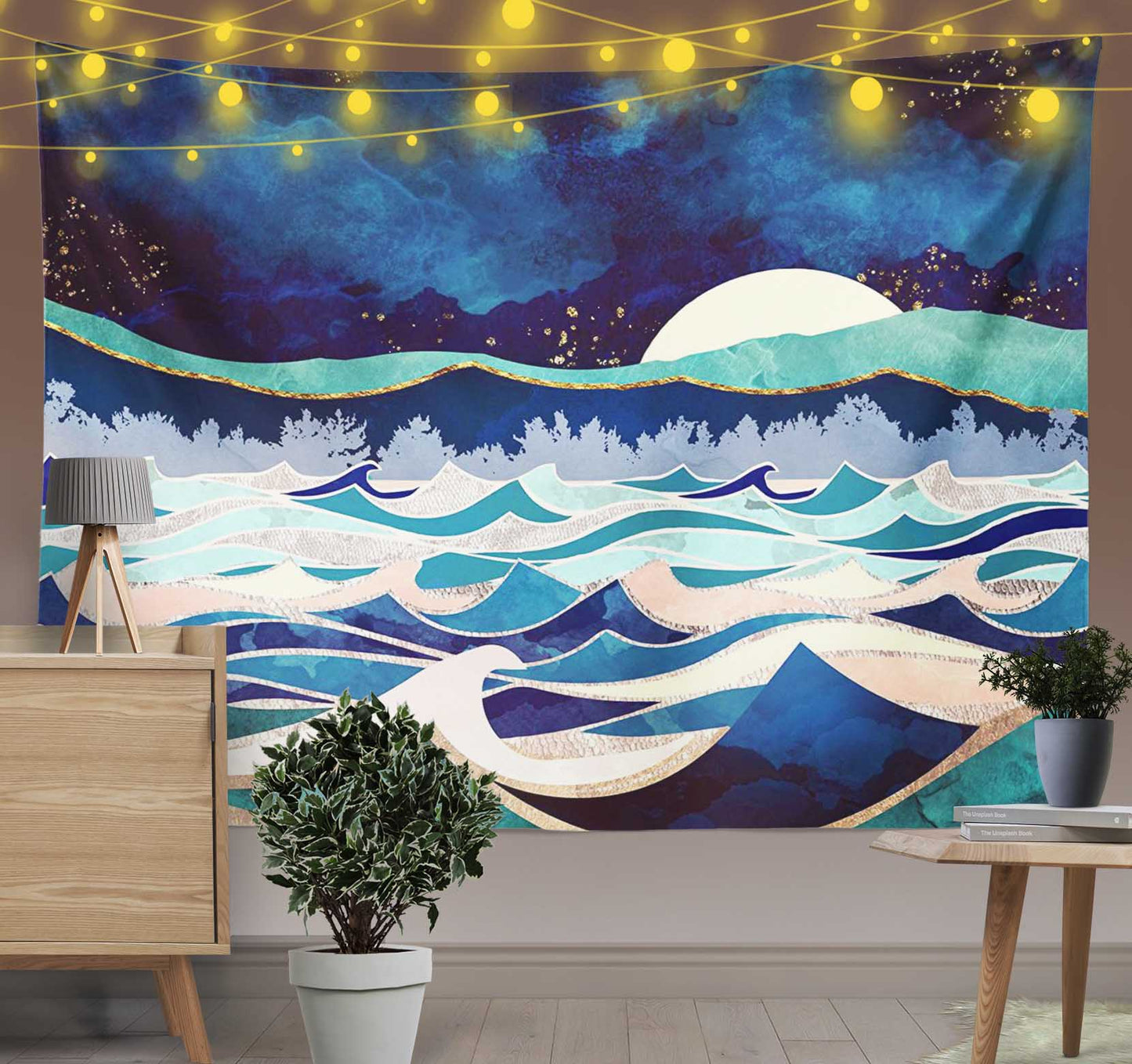 Moonlit Ocean Tapestry
