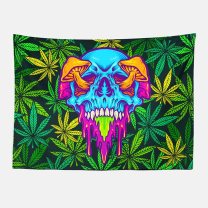 Psychedelic Smoking Weed Leaves Tapestry