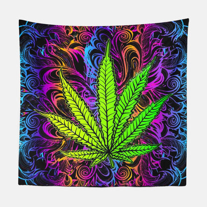 Psychedelic Purple Leaves Tapestry