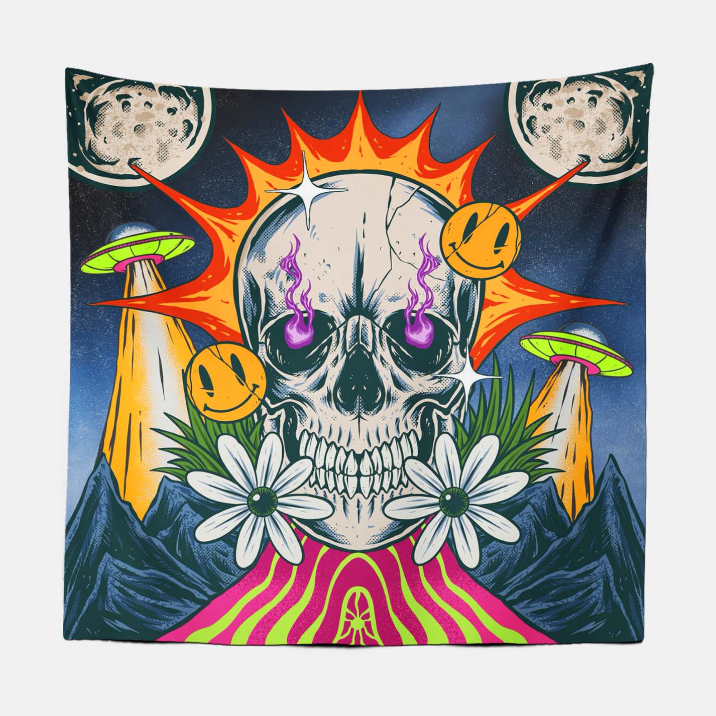 Trippy Skull Tapestry