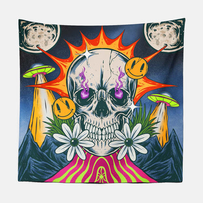 Trippy Skull Tapestry-Taspetry-Wallarts Lab-150cm * 150cm-Monkey Ninja