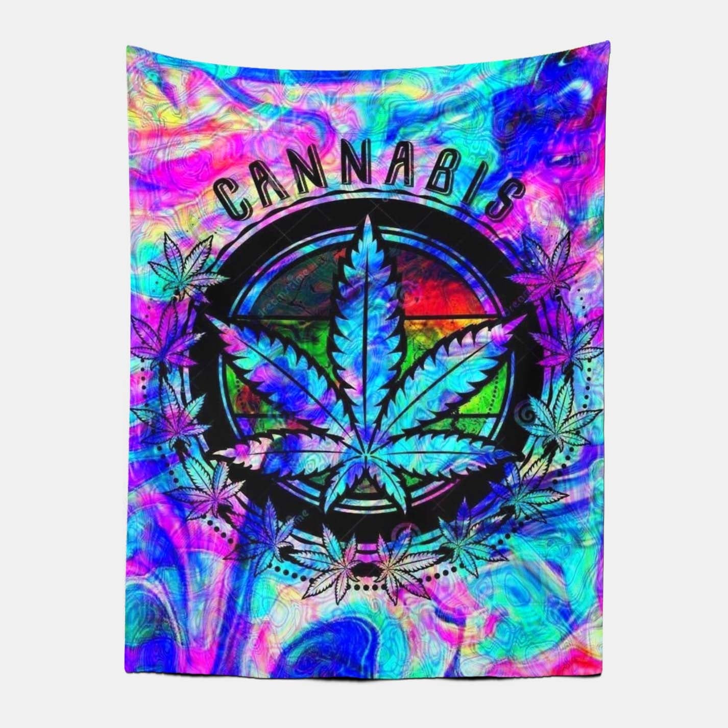 Psychedelic Blue Leaves Tapestry
