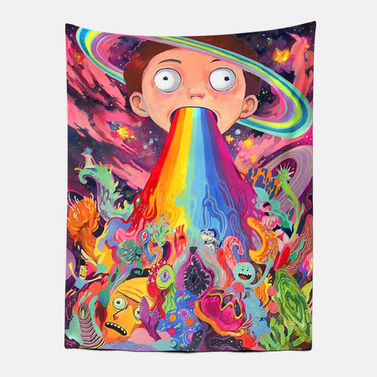 Rainbow Psychedelic Rick&Morty Tapestry-Taspetry-Wallarts Lab-100cm * 150cm-Monkey Ninja