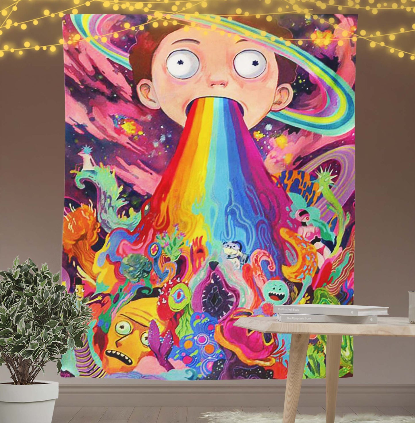 Rainbow Psychedelic Rick&Morty Tapestry