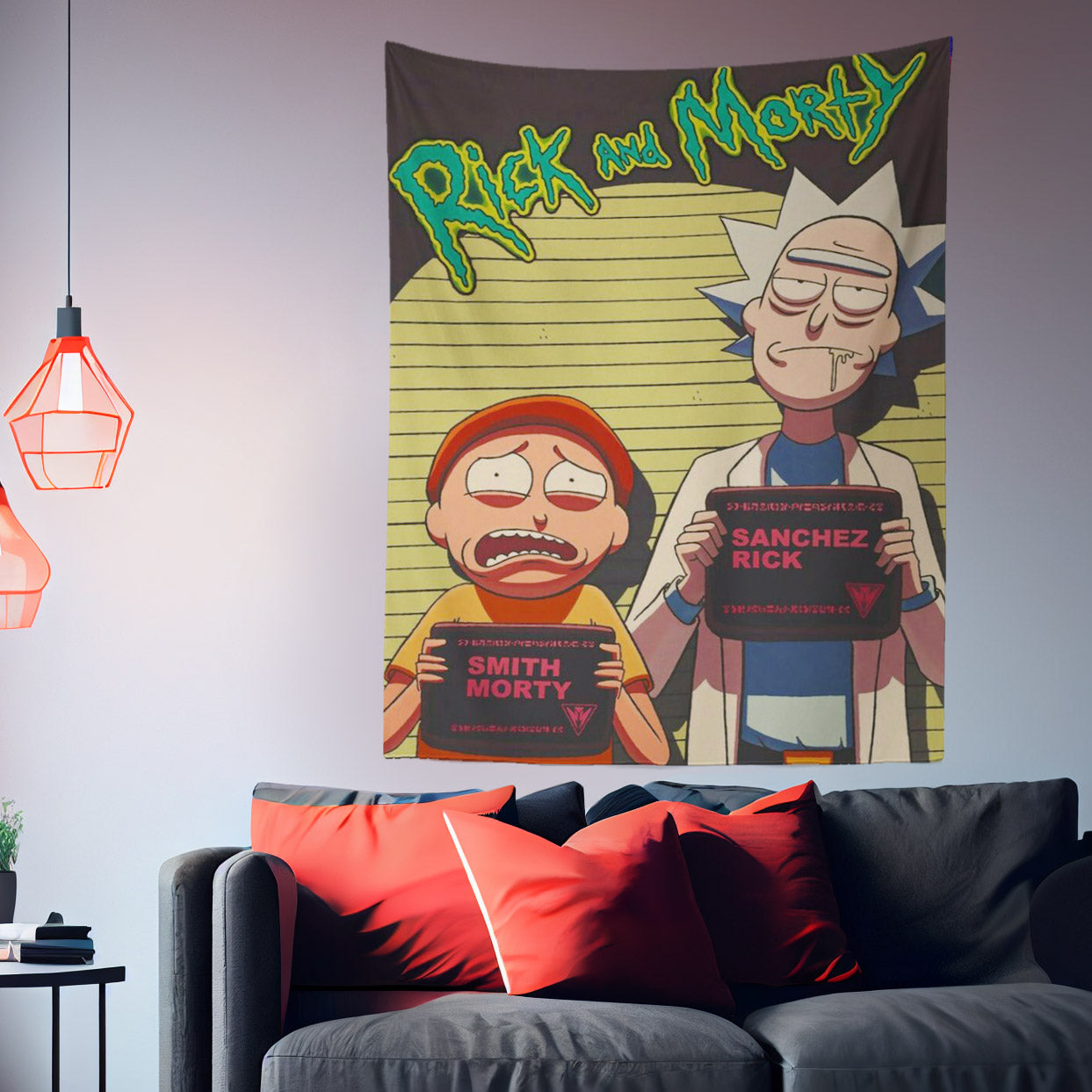 Anime Rick and Morty Mugshot Tapestry