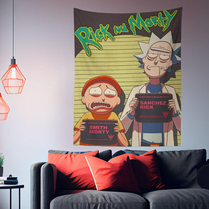 Anime Rick and Morty Mugshot Tapestry-Taspetry-Wallarts Lab-100cm * 150cm-Monkey Ninja