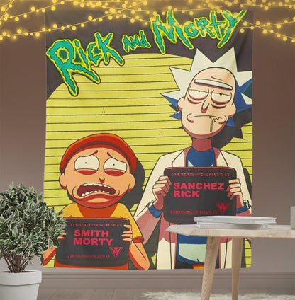 Anime Rick and Morty Mugshot Tapestry-Taspetry-Wallarts Lab-100cm * 150cm-Monkey Ninja