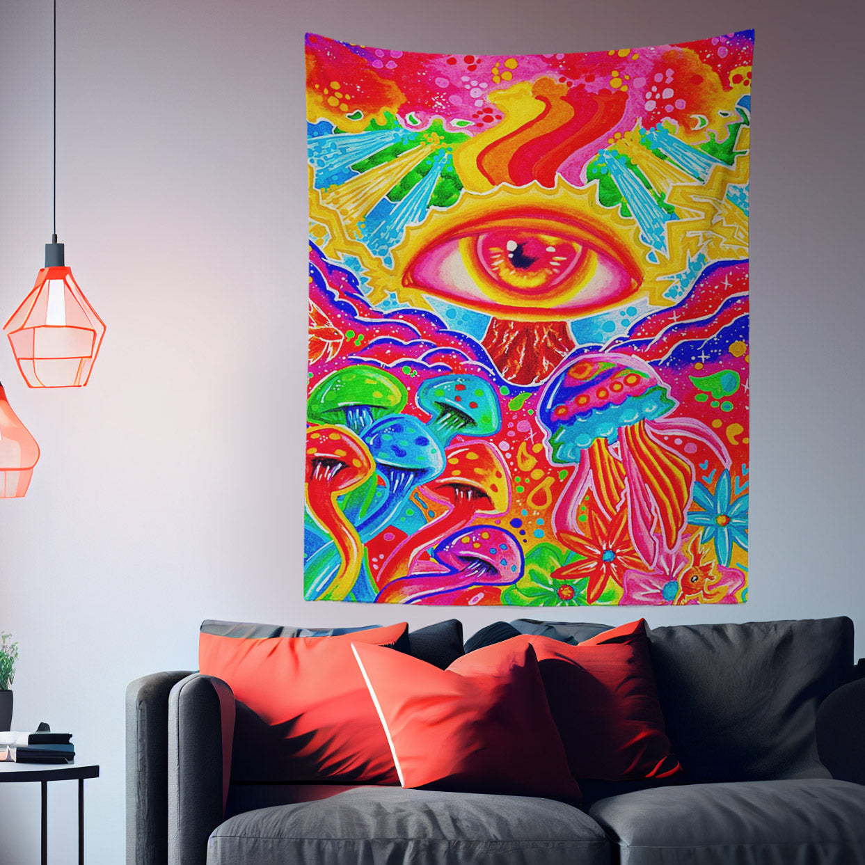 Psychedelic Mushroom Eye Tapestry