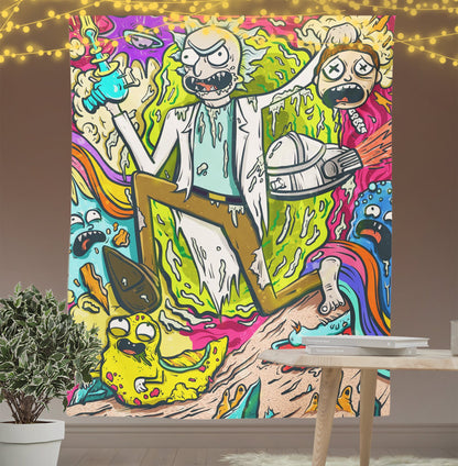Anime Rick and Morty Trippy Tapestry