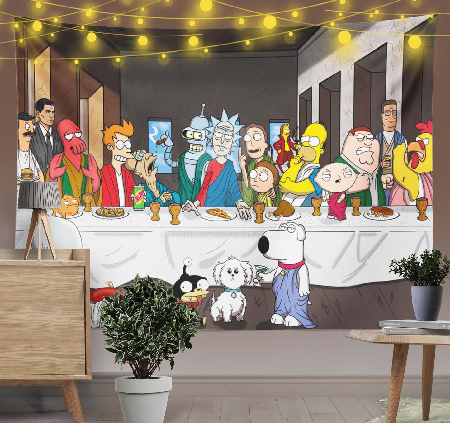 The Last Supper of Rick and Morty Tapestry-Taspetry-Wallarts Lab-100cm * 150cm-Monkey Ninja