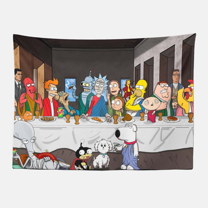 The Last Supper of Rick and Morty Tapestry