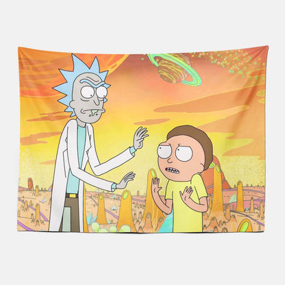 Rick and Morty Anime Trippy Tapestry