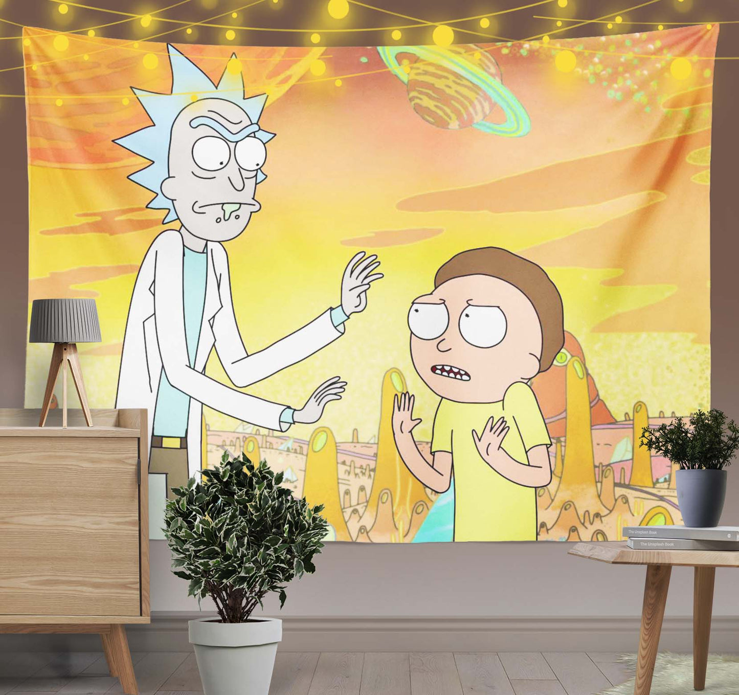 Rick and Morty Anime Trippy Tapestry