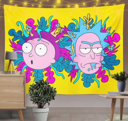 Rick&Morty Headshot Trippy Tapestry