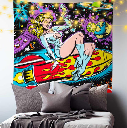 American Vintage Space Girl Tapestry