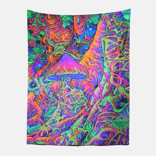 Psychedelic Mushroom Forest Tapestry