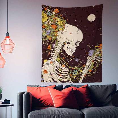 Skull Flora Tapestry