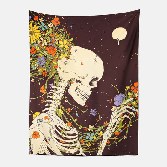 Skull Flora Tapestry-Taspetry-Wallarts Lab-100cm * 150cm-Monkey Ninja