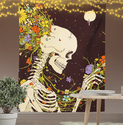 Skull Flora Tapestry