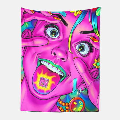 Hippie Acid Girl Tapestry