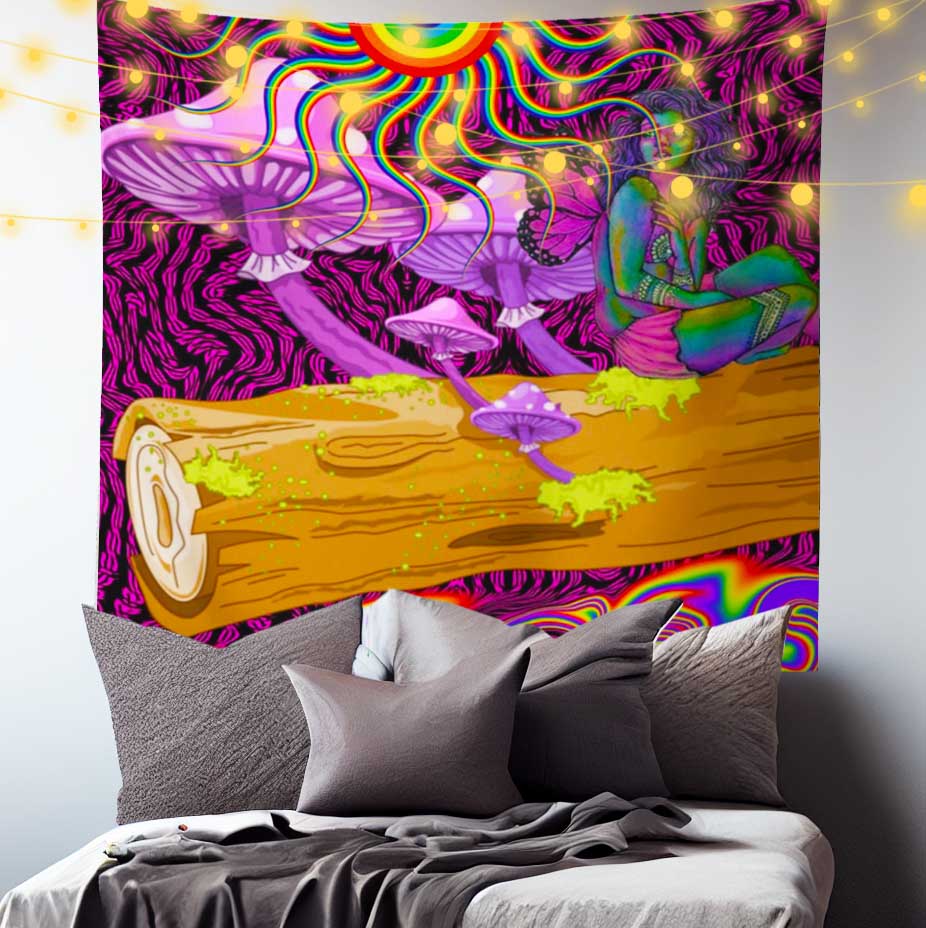Psychedelic Mushroom Girl Tapestry