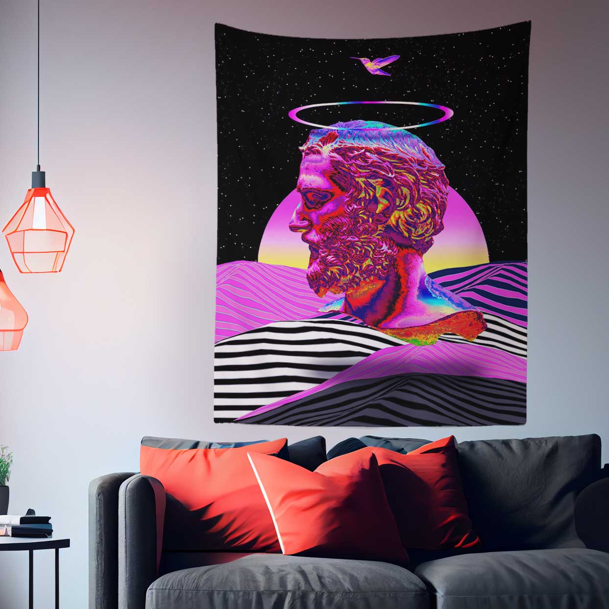 Vaporwave Statue Fantasy Tapestry-Taspetry-Wallarts Lab-100cm * 150cm-Monkey Ninja