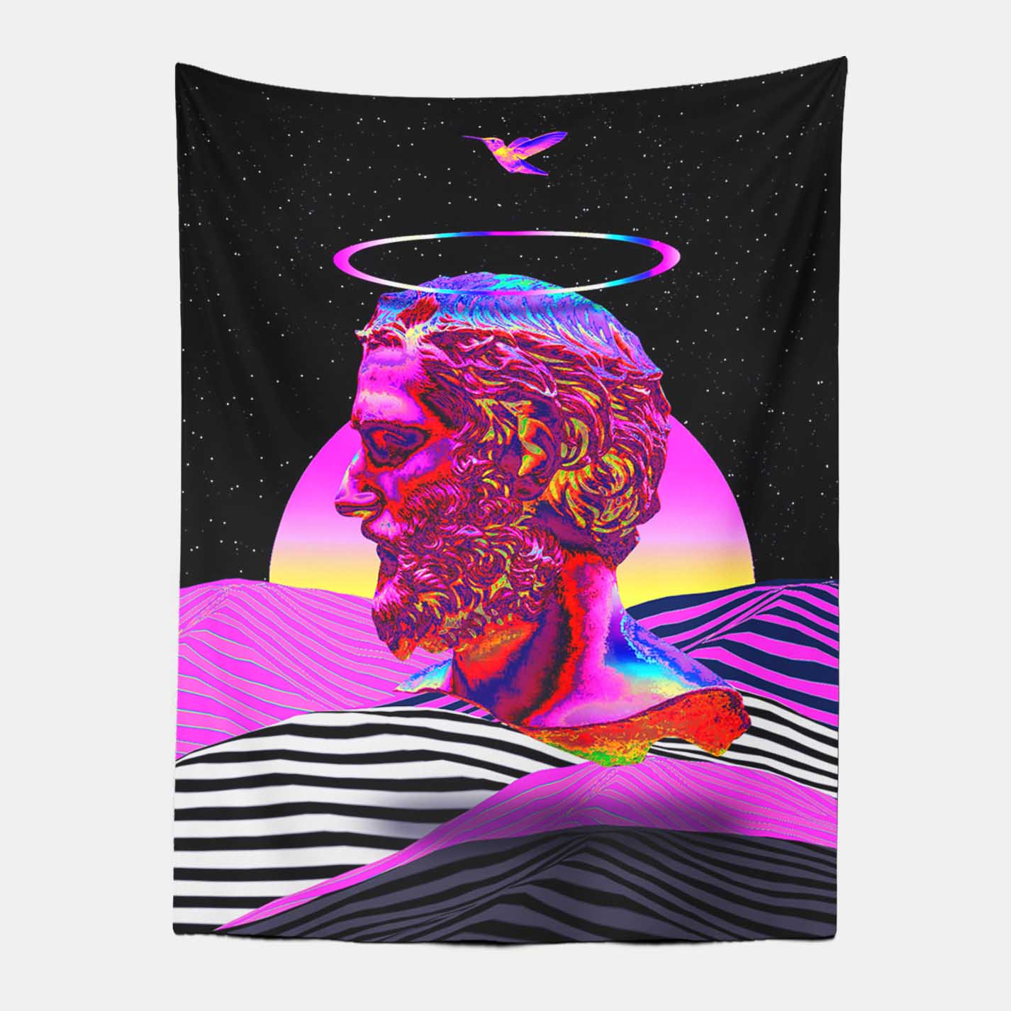 Vaporwave Statue Fantasy Tapestry-Taspetry-Wallarts Lab-100cm * 150cm-Monkey Ninja