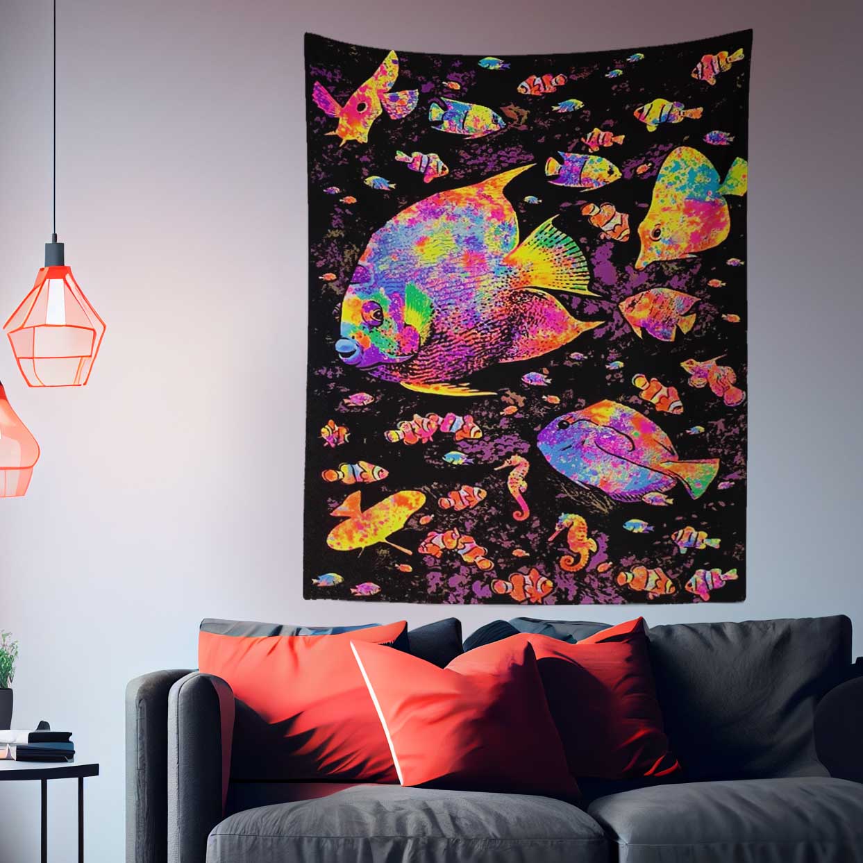 Psychedelic Sea Fish Tapestry