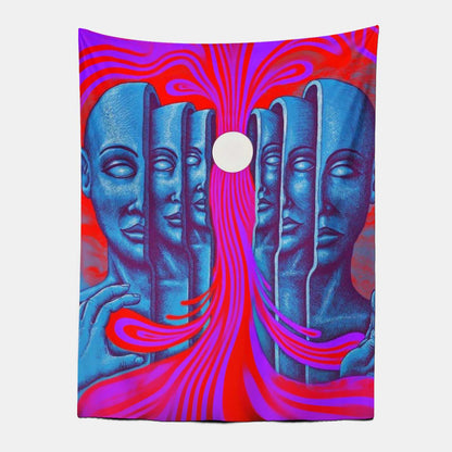 Psychedelic Half-Faced Man Tapestry