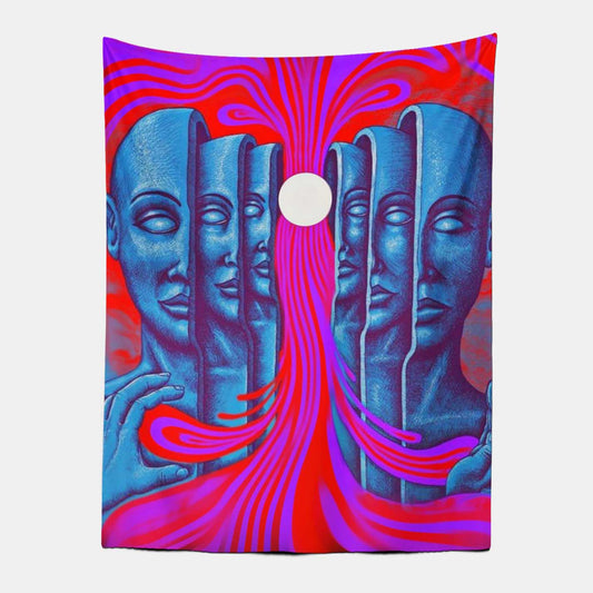 Psychedelic Half-Faced Man Tapestry-Taspetry-Wallarts Lab-100cm * 150cm-Monkey Ninja