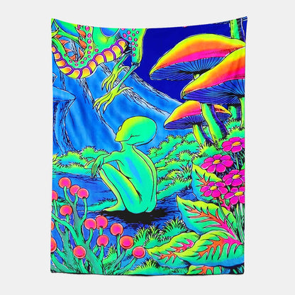 Psychedelic Aliens In The Garden Tapestry