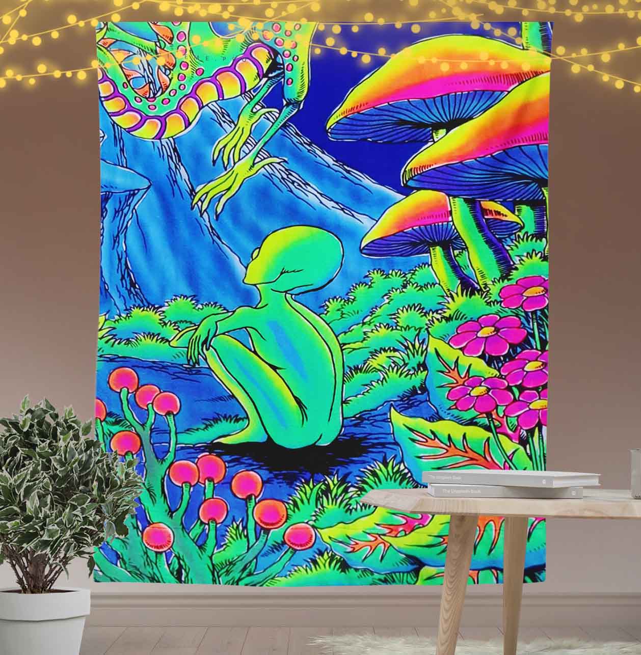 Psychedelic Aliens In The Garden Tapestry