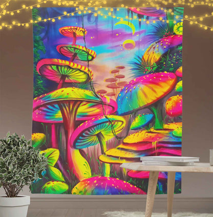 Trippy Dreamy Mushroom Tapestry