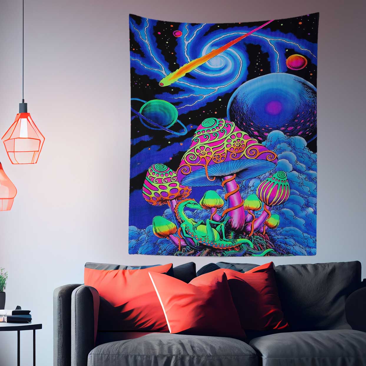 Trippy Mushroom Universe Tapestry