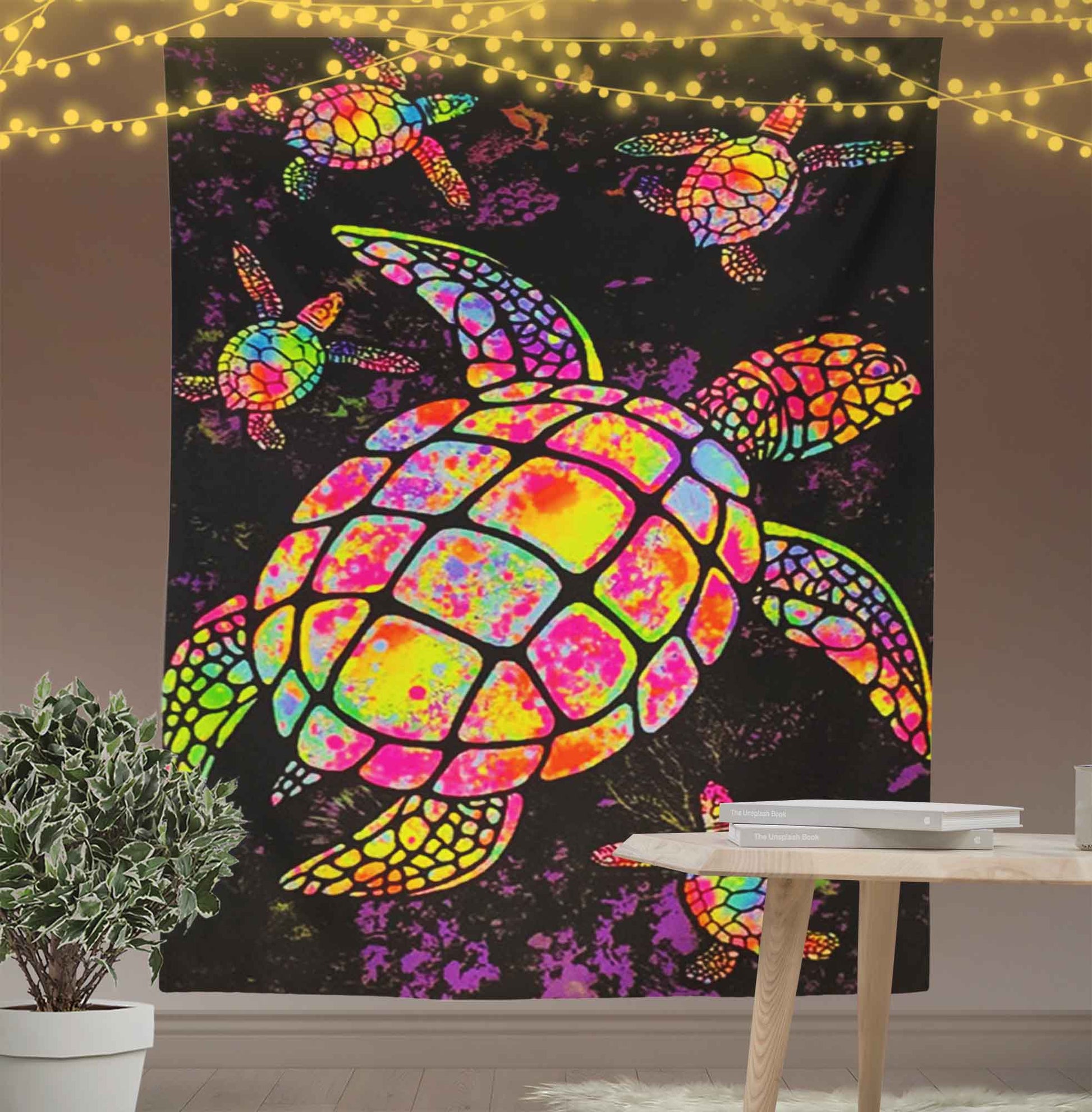 Trippy Glowing Turtles Tapestry-Taspetry-Wallarts Lab-100cm * 150cm-Monkey Ninja