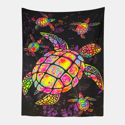 Trippy Glowing Turtles Tapestry-Taspetry-Wallarts Lab-100cm * 150cm-Monkey Ninja