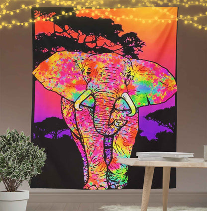 Glowing African Elephant Tapestry