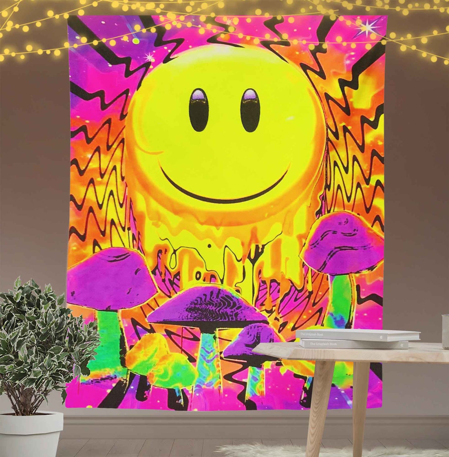Trippy Smile and Mushroom Tapestry-Taspetry-Wallarts Lab-100cm * 150cm-Monkey Ninja