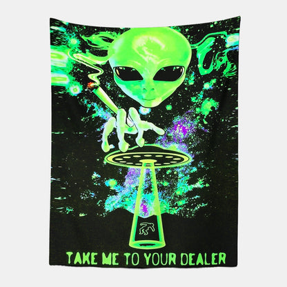 Take Me To Your Dealer Alien Trippy Tapestry