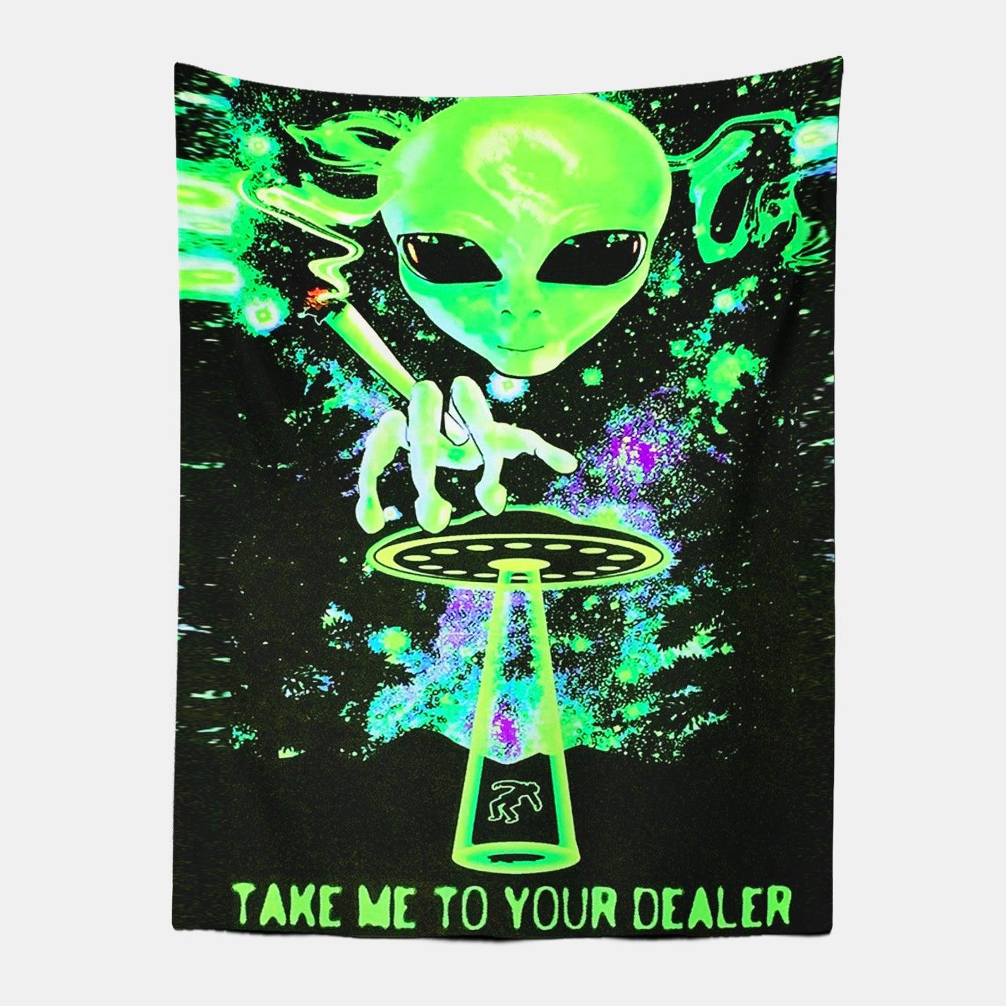 Take Me To Your Dealer Alien Trippy Tapestry-Taspetry-Wallarts Lab-100cm * 150cm-Monkey Ninja