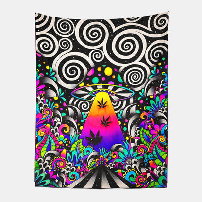 Psychedelic Mushroom Spaceship Tapestry