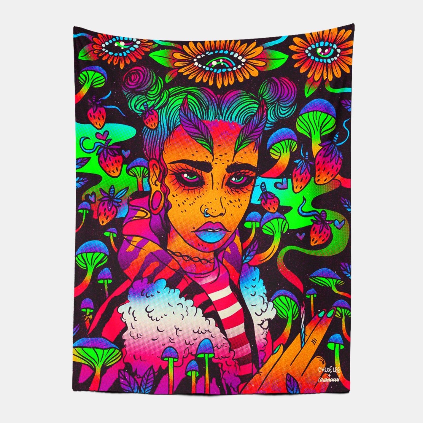 Psychedelic Hippie Girl Tapestry