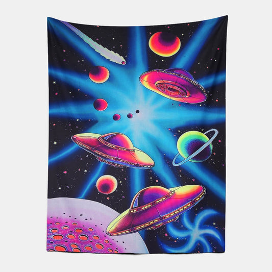 Retro Alien Spaceship Tapestry-Taspetry-Wallarts Lab-100cm * 150cm-Monkey Ninja