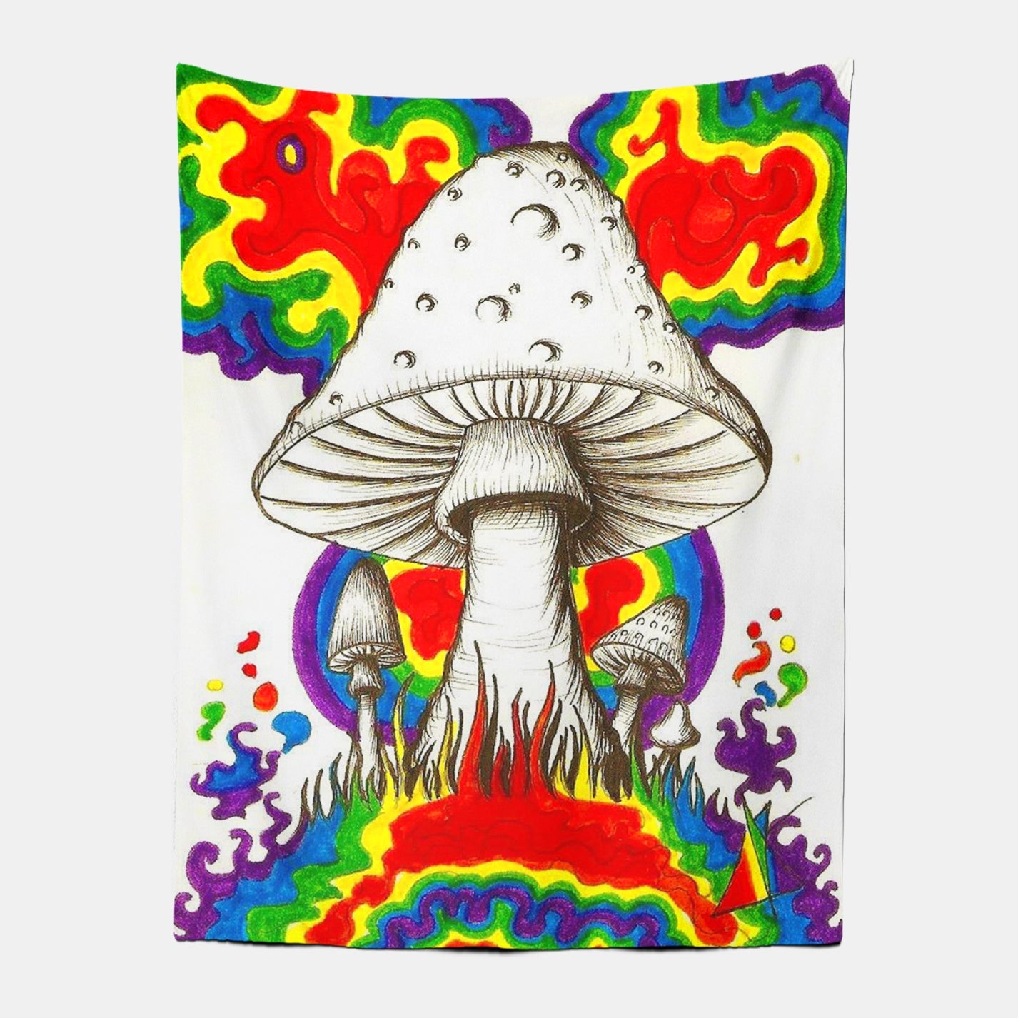 Rainbow Mushroom Tapestry
