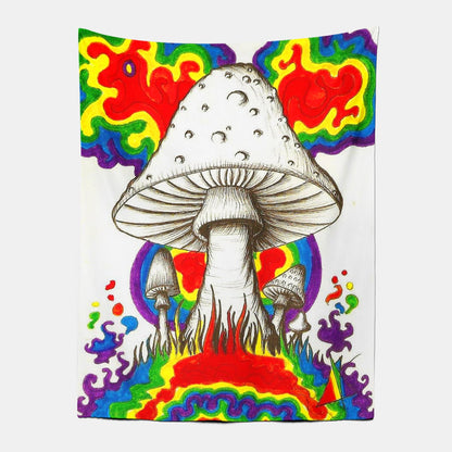 Rainbow Mushroom Tapestry